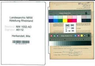 Entnazifizierung Mia Herkendell, geb. 09.06.1906 (Angest.)