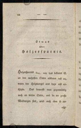 22-29, Etwas über Holzersparnis.