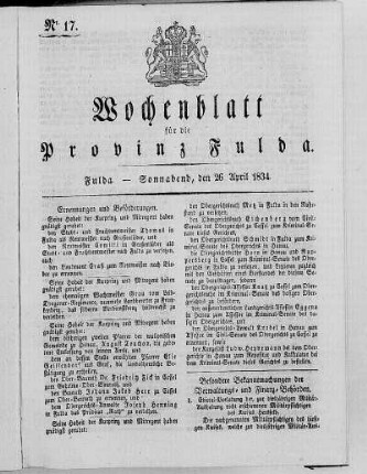 Nr. 17, Ausgabe vom 26. April 1834