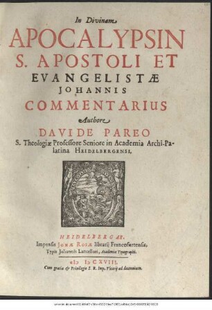 In Divinam Apocalypsin S. Apostoli Et Evangelistae Johannis Commentarius