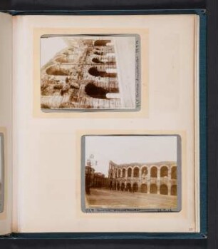 Fotoalbum einer Italienreise von Vendig bis Neapel : Albumseite 46 mit zwei Fotografien von Verona (Amphitheater)