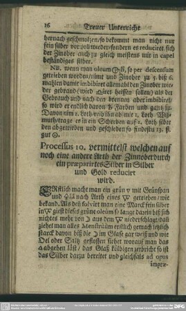 Processus 10. vermittelst welchen auf noch eine andere Arth der Zinnober durch ein paeparirtes Silber in Silber und Gold reducirt wird