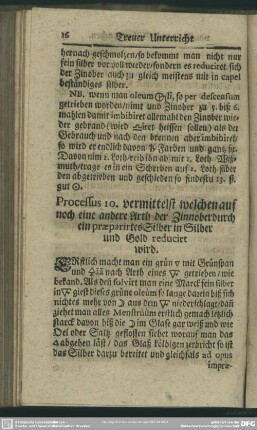 Processus 10. vermittelst welchen auf noch eine andere Arth der Zinnober durch ein paeparirtes Silber in Silber und Gold reducirt wird