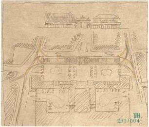 Fischer, Theodor; München; Hauptbahnhof, Bebauungsvorschlag - Lageplan, Ansicht