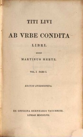Titi Livi Ab vrbe condita : libri, 1