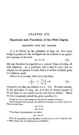 Chapter XVI. Equations and Functions of First Degree.