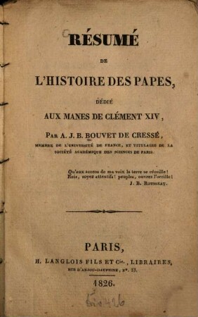 Résumé de l'histoire des papes