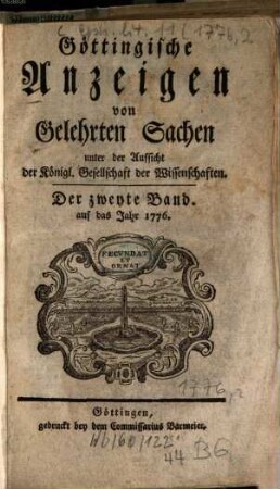 Göttingische Anzeigen von gelehrten Sachen. 1776, 2