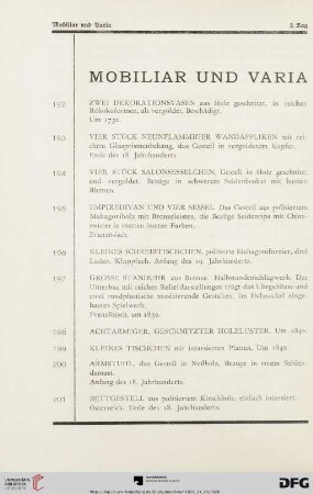 Mobiliar und Varia (Nr. 192-239)
