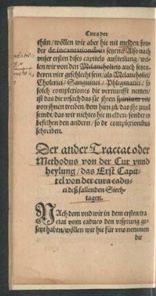 Der ander Tractat oder Methodus von der Cur unnd heylung ...