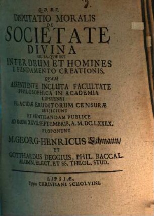 Disp. mor. de societate divina