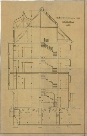 Billing, Hermann; Karlsruhe, Amalienstr. 53; Haus Bausback - Querschnitt
