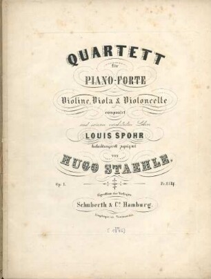 Quartett für Piono-Forte, Violine, Viola & Violoncelle [Druck]