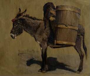 Beladener Esel von der Seite