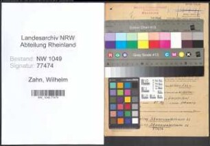 Entnazifizierung Wilhelm Zahn , geb. 05.03.1905 (Werkmeister)