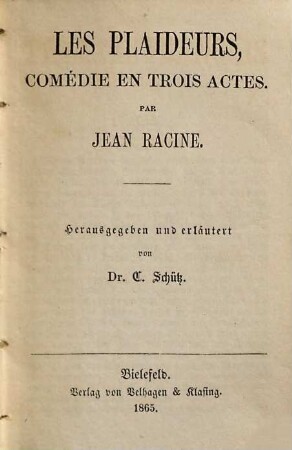 Les Plaideurs : [comédie en trois actes]