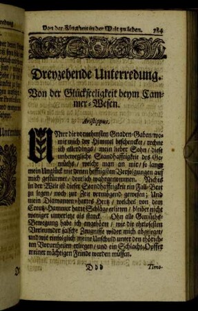 Dreyzehende Unterredung. Von der Glückseeligkeit beym Cammer-Wesen.