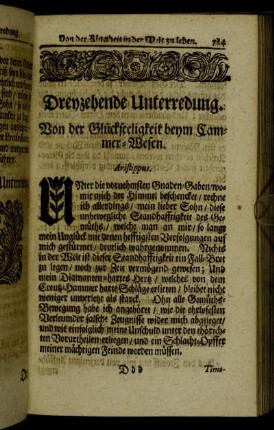 Dreyzehende Unterredung. Von der Glückseeligkeit beym Cammer-Wesen.