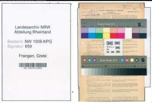 Entnazifizierung Grete Frangen , geb. 16.01.1909 ()