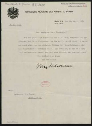 Brief an Ferruccio Busoni : 11.04.1921