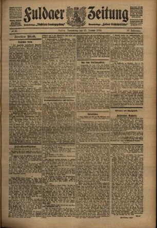 Zweite Ausgabe vom Donnerstag, den 27. Januar 1910.