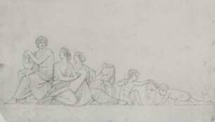 Entwurf zum Nordgiebel des Berliner Opernhauses : Rietschel, Ernst: Entwurf zum Nordgiebel des Berliner Opernhauses. Bleistift auf festem Velin (elfenbeinfarben); 23,3 x 40 cm (Blattgröße). WVZ 1995, Seite 291