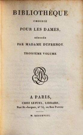 Bibliothèque choisie pour les dames. 3. 1818