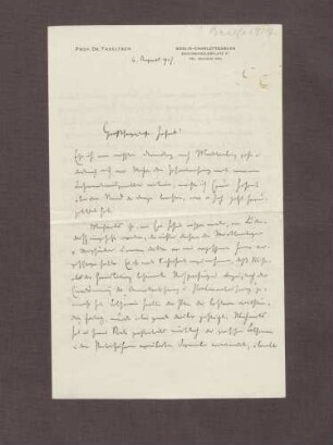 Schreiben von Ernst Troeltsch an Prinz Max von Baden; Einschätzungen zum Verhältnis zwischen Georg Michaelis und Erich Ludendorff; Politische Ziele von Michaelis (Manuskript)