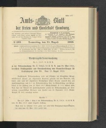 No. 195, 15. August 1918