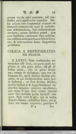 Colica A Refrigeratione Pedum