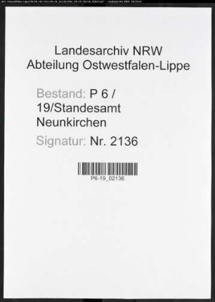 Sterberegister Standesamt Neunkirchen