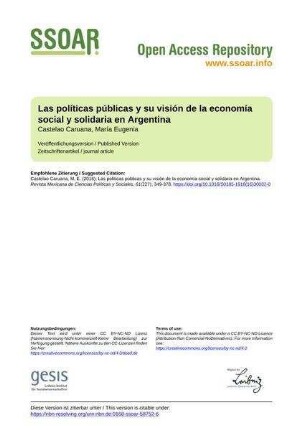 Las políticas públicas y su visión de la economía social y solidaria en Argentina