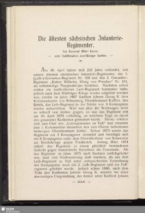 Die ältesten sächsischen Infanterie-Regimenter