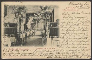 Ansichtskarte Gastraum im „Restaurant Max Zabel“, Belle-Alliance-Straße [1/2]