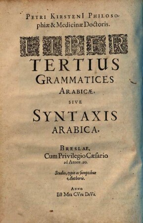 Petri Kirsteni Wratisl: Phil: Et Med: D. Grammatices Arabicae, Liber ..., 3
