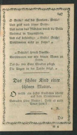Das schöne Kind einer schönen Mutter.