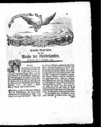 Januar, 1751. Erstes Stück