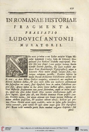 Praefatio Ludovici Antonii Muratorii