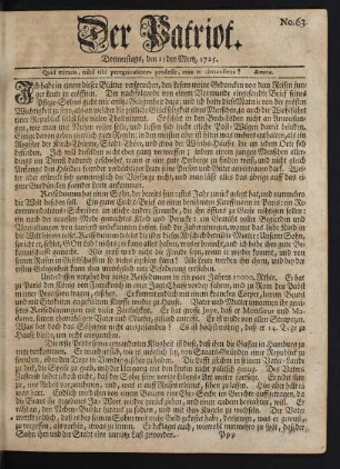 No. 63. Donnerstag, den 15den Mertz 1725