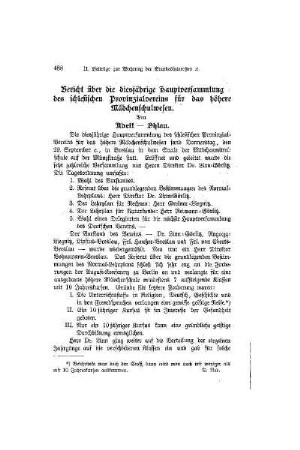 Bericht über die diesjährige Hauptversammlung des schlesischen Provinzialvereins für das höhere Mädchenschulwesen