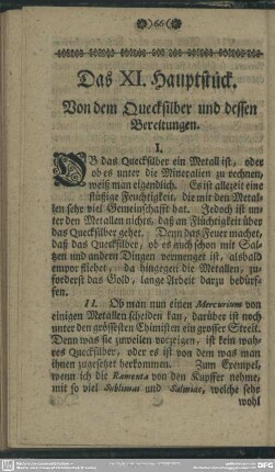 Das XI. Hauptstück. Von dem Quecksilber und dessen Bereitungen
