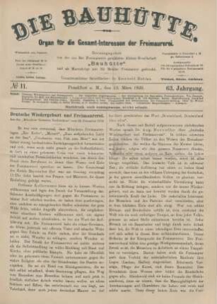 No 11. Frankfurt a. M., den 13. März 1920. 63. Jahrgang.
