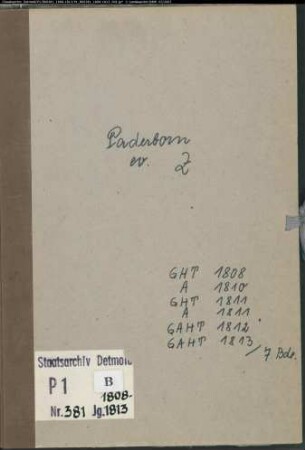 Zivilstandsregister der evangelischen Gemeinde Paderborn, Kreis Paderborn (GHT 1808, A 1810, GAHT 1811-1813) (Gemeinde: Evangelische Gemeinde Paderborn)