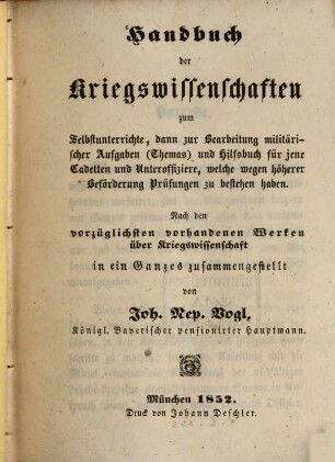 Handbuch der Kriegswissenschaften