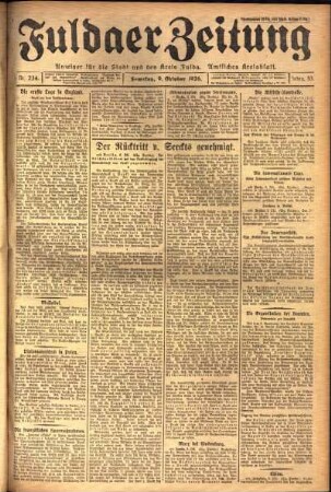 Ausgabe vom Samstag, den 09. Oktober 1926.