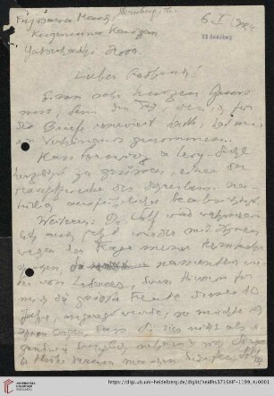 Nachlass Gustav Radbruch. Korrespondenz Theodor Sternberg/Gustav Radbruch: Brief von Theodor Sternberg an Gustav Radbruch