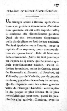 Théâtre & autres divertissemens