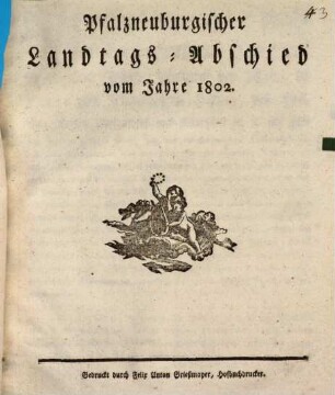 Pfalzneuburgischer Landtags-Abschied vom Jahre 1802