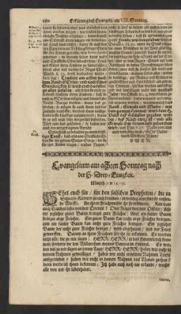 Evangelium am achten Sonntag nach der H. Drey-Einigkeit. ...