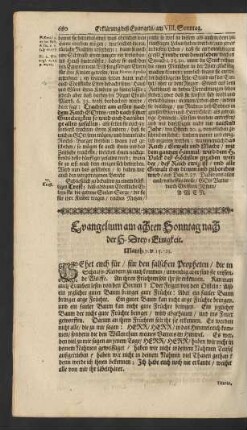 Evangelium am achten Sonntag nach der H. Drey-Einigkeit. ...